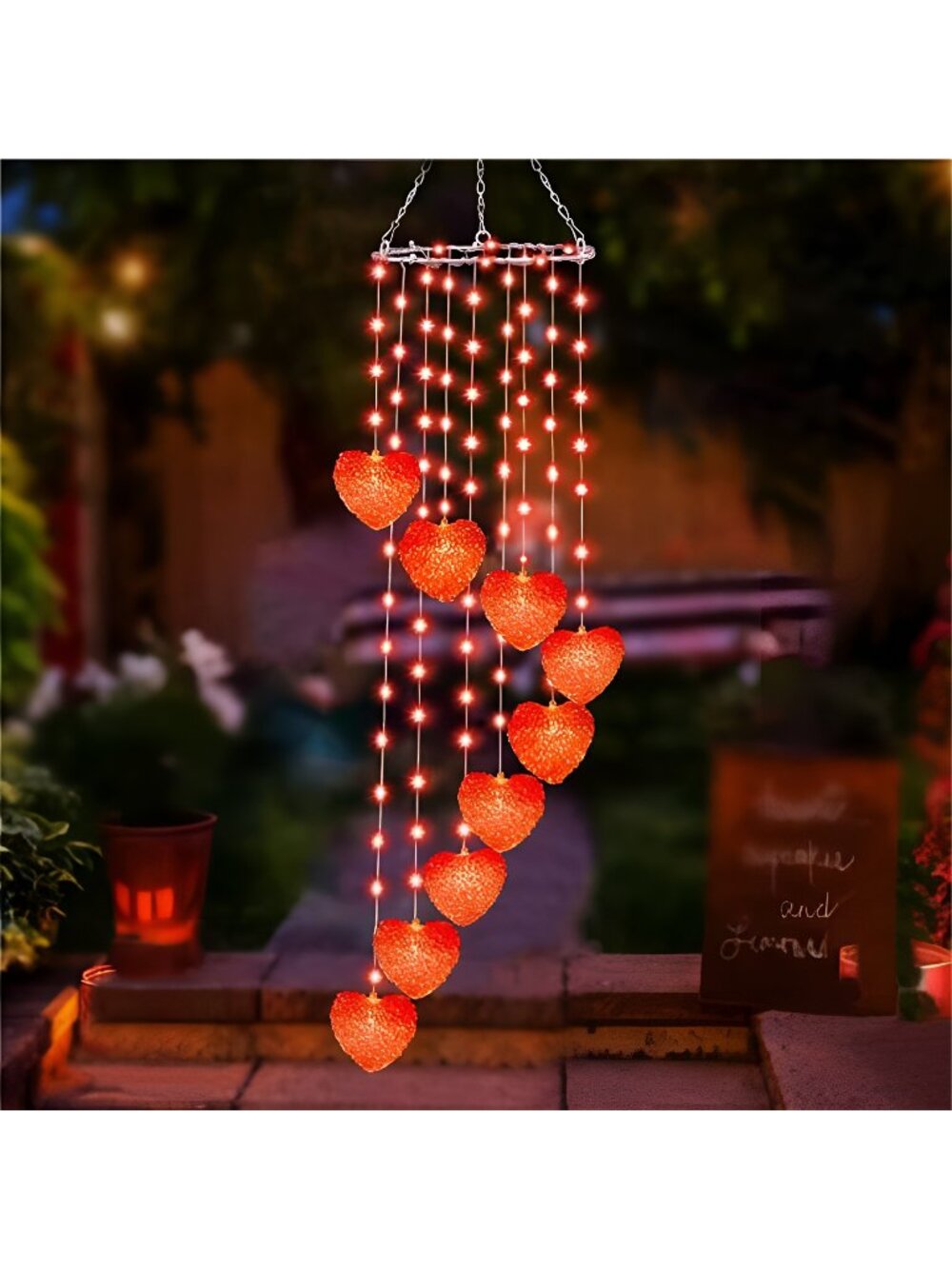 Valentines Day Lights Decorations, 38IN 118LED Lighted Wind Chime